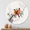 Designart - Two Chinese Birds On A Flowering Tree Branch - Traditional Metal Circle Wall Art